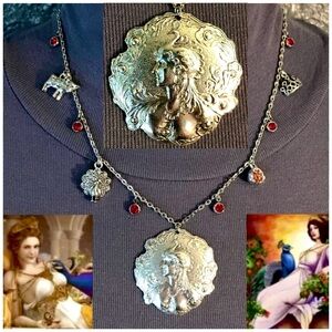 “Queen Hera" Juno Art Nouveau Goddess Greek Roman Mythology Handmade Necklace